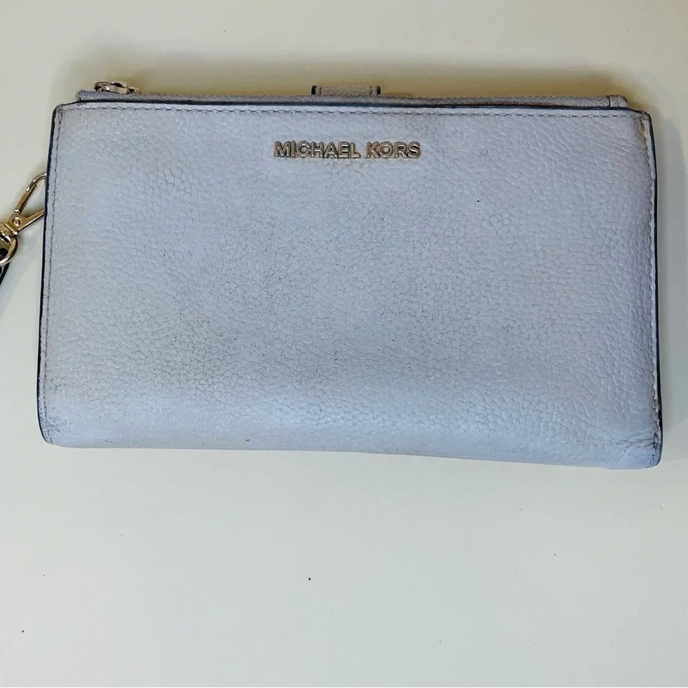 Michael‎ Kors Adele Double Zip Gold Tone Wristlet Wallet